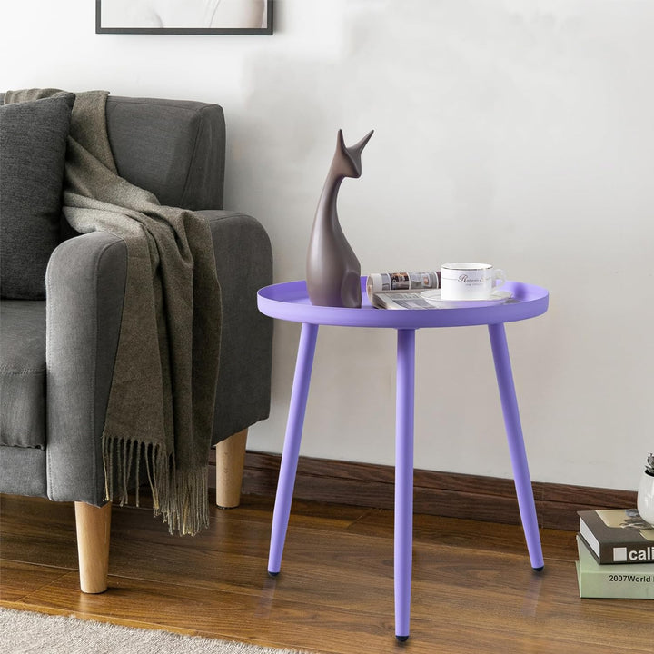 Outdoor Side Table:3 Legged Purple End Table