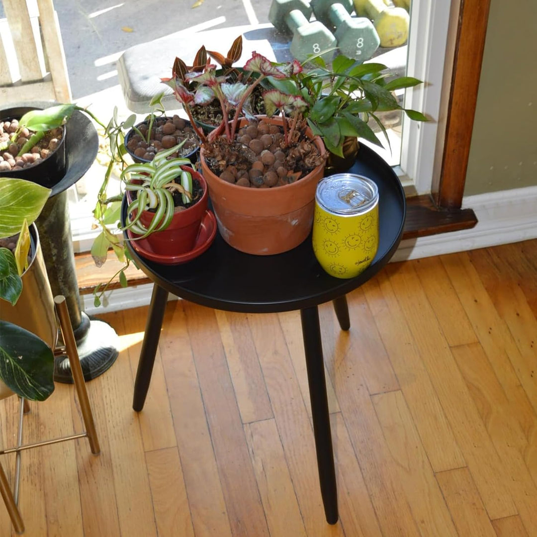 Decent End/Side Tables - Small Round Accent Table, Metal Black Narrow Night Stands with 3 Legs, Ideal for Any Room