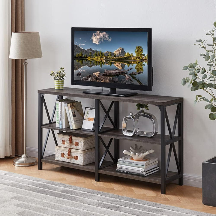 Industrial Console Table, Rustic Wood and Metal Sofa Table