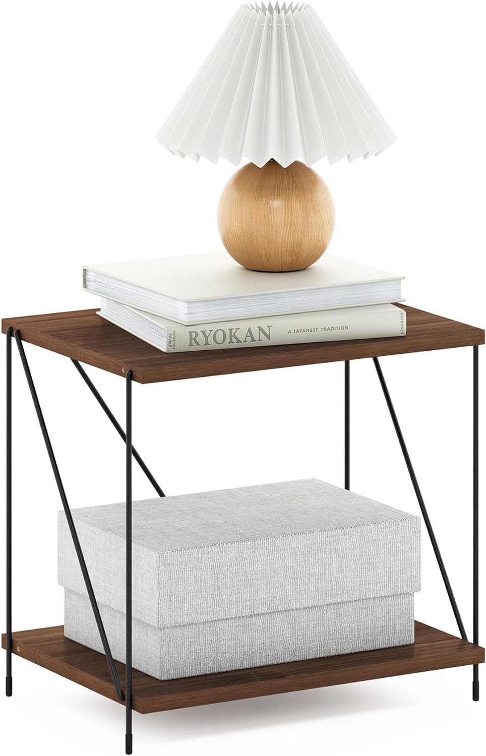 Furinno Besi Industrial Multipurpose Side Table, Walnut Cove