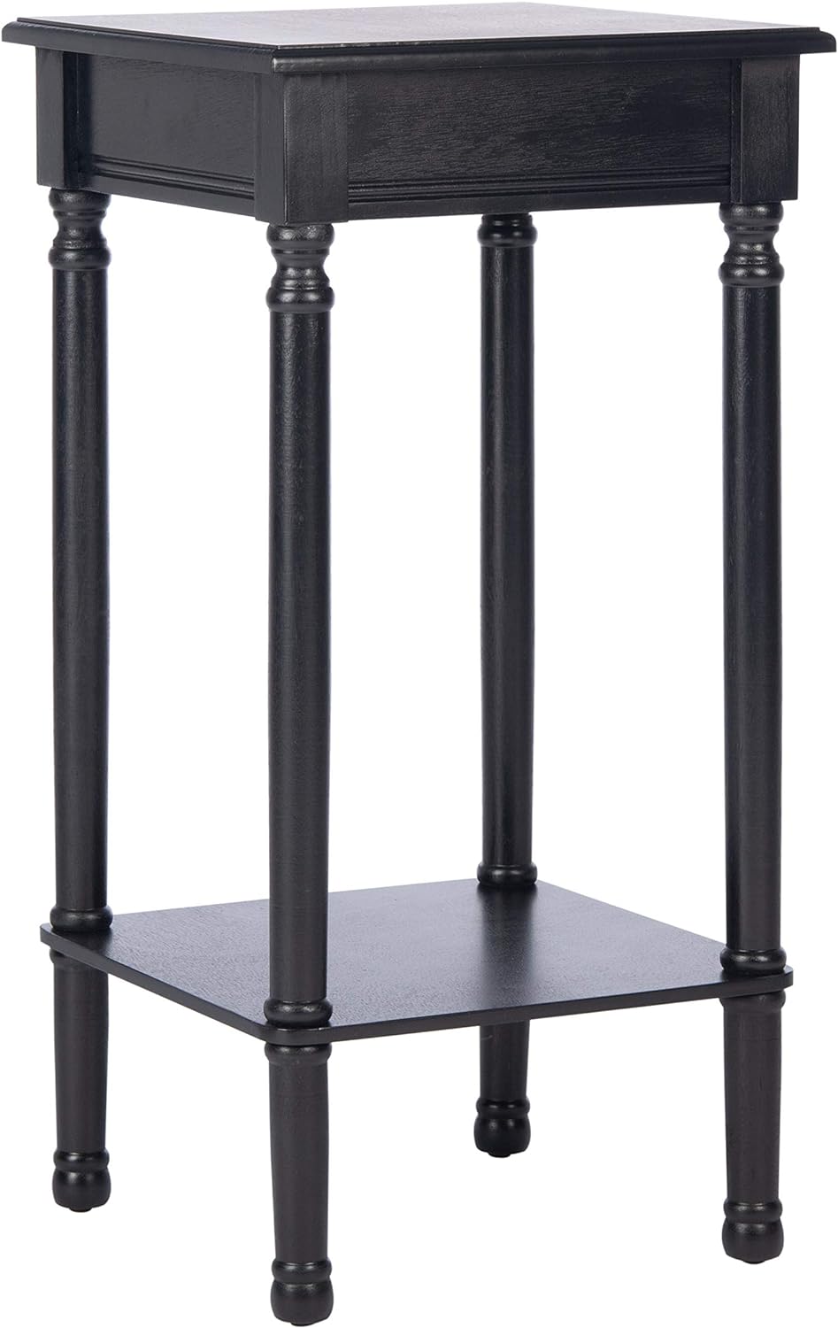 Home Collection Tinsley Black Square Bottom Shelf Round Accent Table