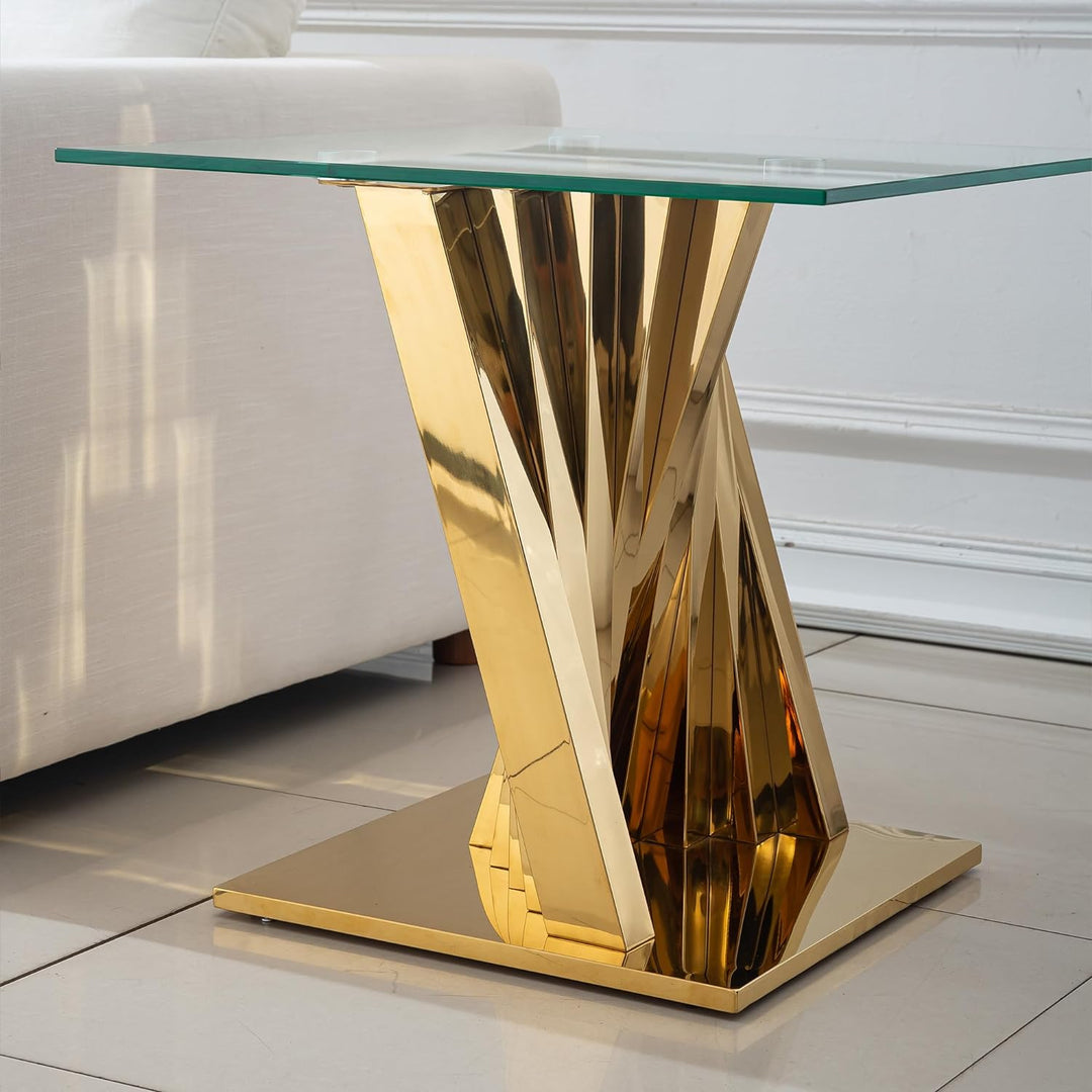 Modern Glass and Gold End Table for Living Room, Gold20