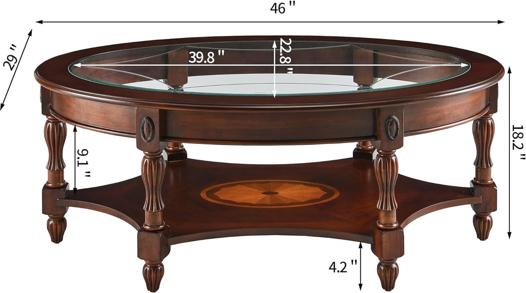 Elegant Solid Wood Coffee Table, Cherry Finish