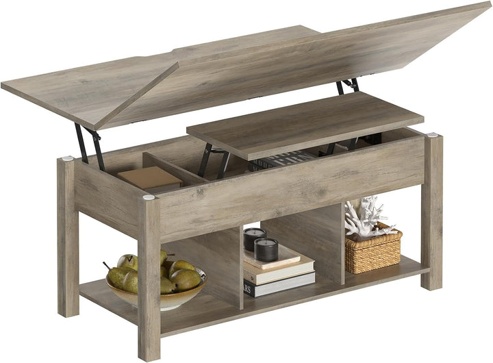 Versatile 4-in-1 Coffee Table with Hidden Storage, Washed Gray