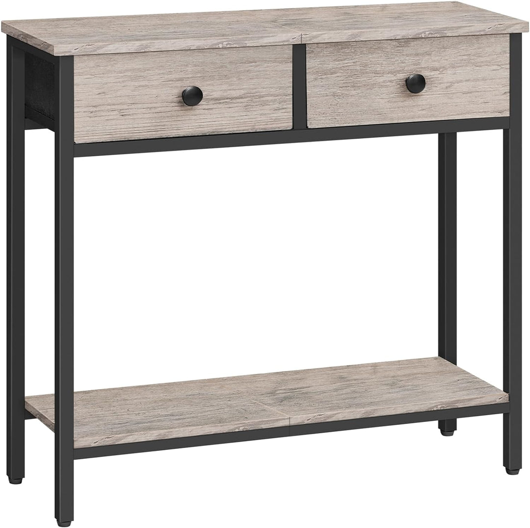 29.5" Console Table, 2 Fabric Drawers, 2-Tier Shelves