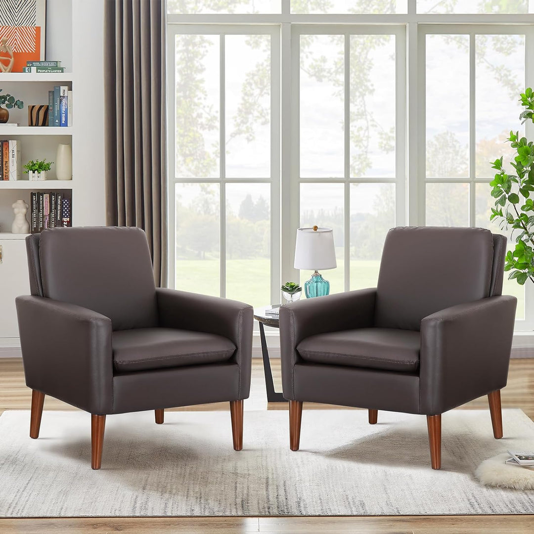 Faux Leather Accent Chair Upholstered Living Room