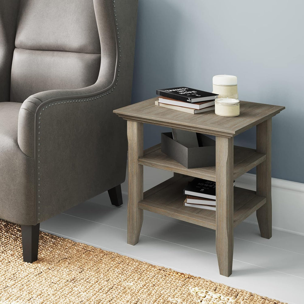 Acadian 19" Square Transitional End Table Distressed Grey