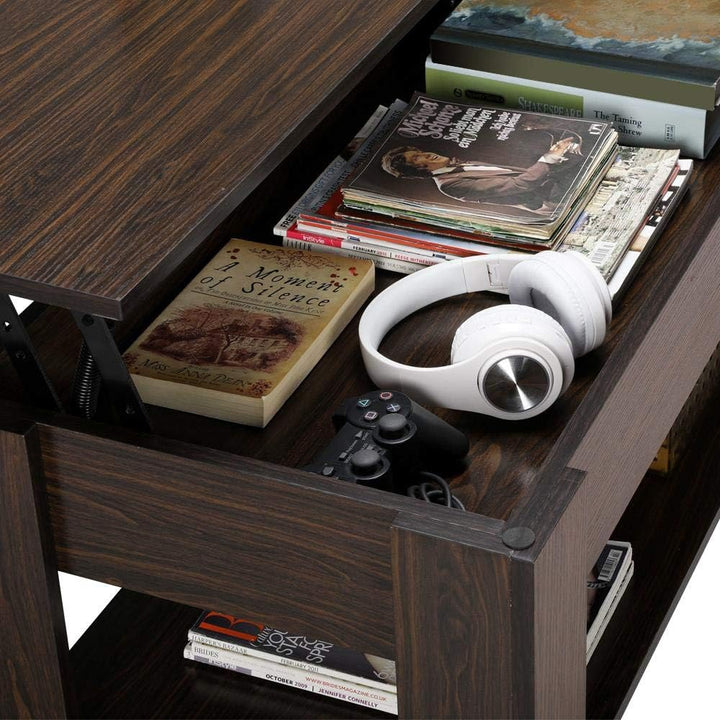 Lift Top Coffee Table with Hidden Compartment, Espresso