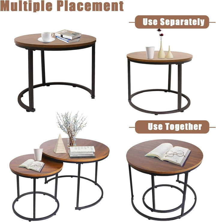 Coffee Table Nesting Set 2 Metal End Tables