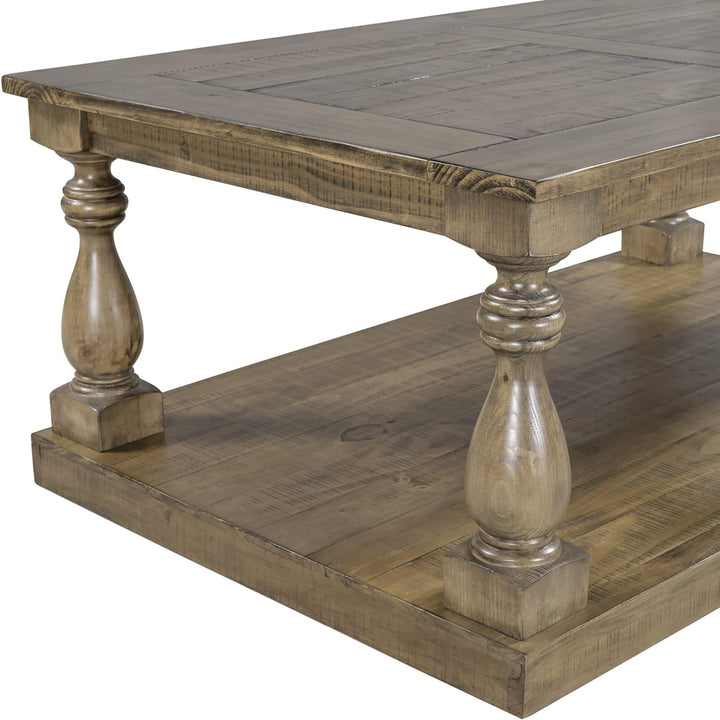 Rustic Farmhouse Coffee Table, 45.2''-Yellow Brown