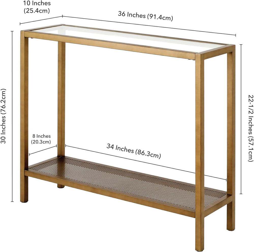 Rectangular Console Table, Brass Finish, Entryway Accent