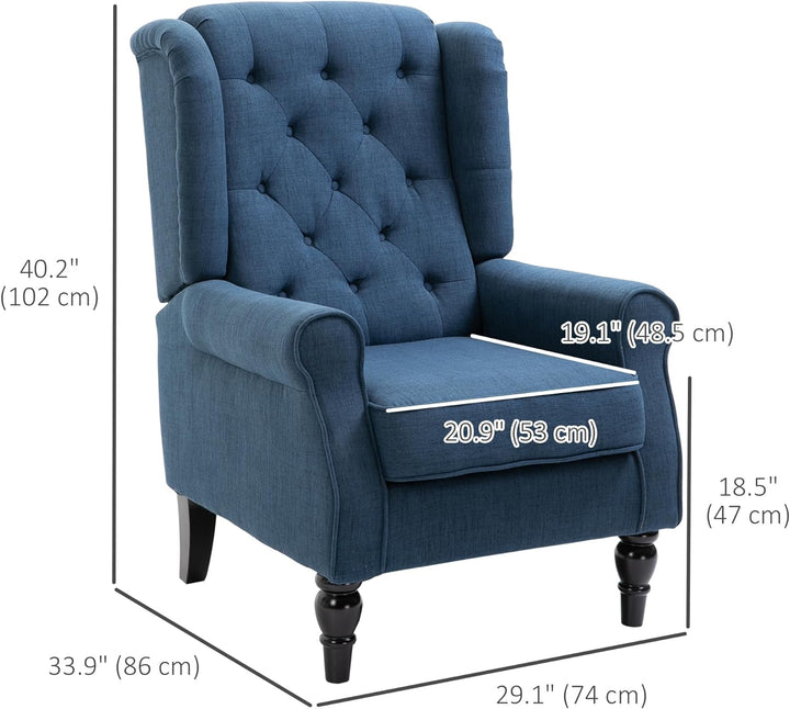 Fabric Accent Chair, Button Tufted Armchair Blue