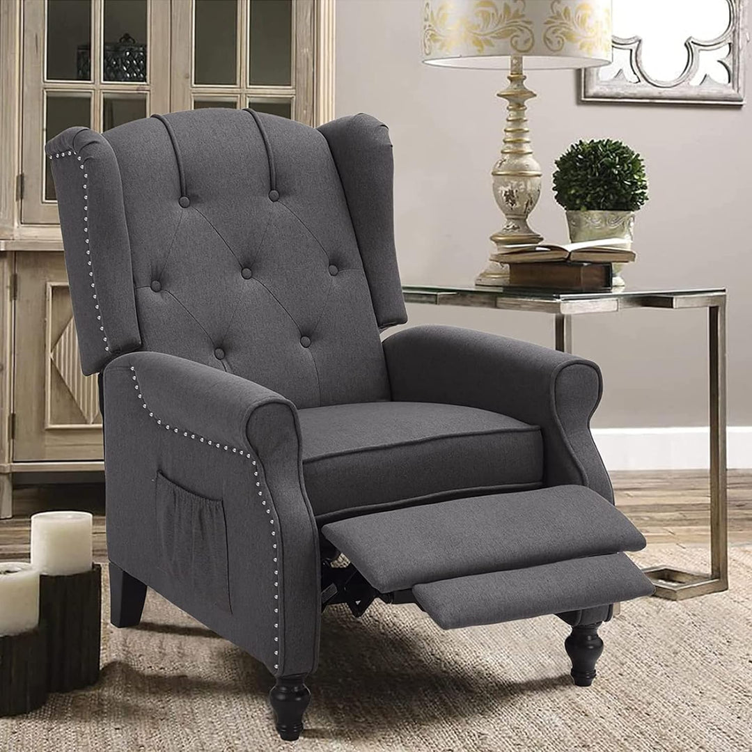 Wingback Recliner Chair, Heat Massage, Grey