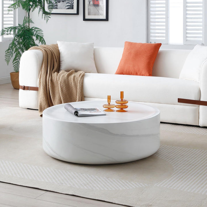 Elegant White Marble Coffee Table, 35.43