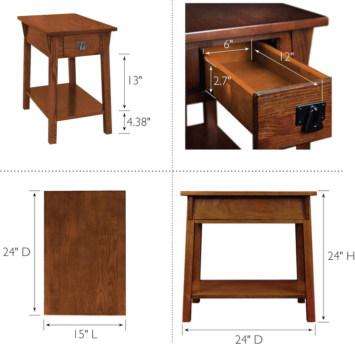 Leick Mission End Table with Drawer, Solid Wood