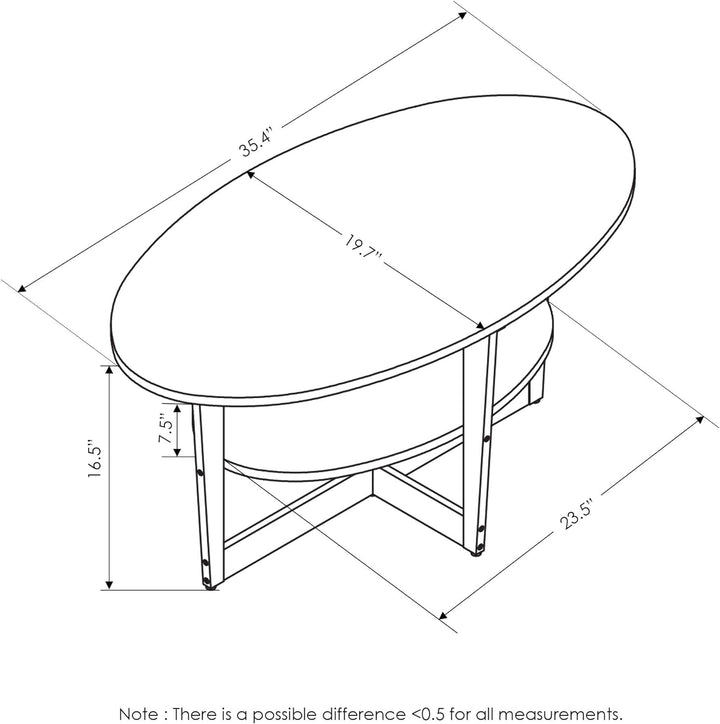 Furinno Coffee Table, Columbia Walnut/Black