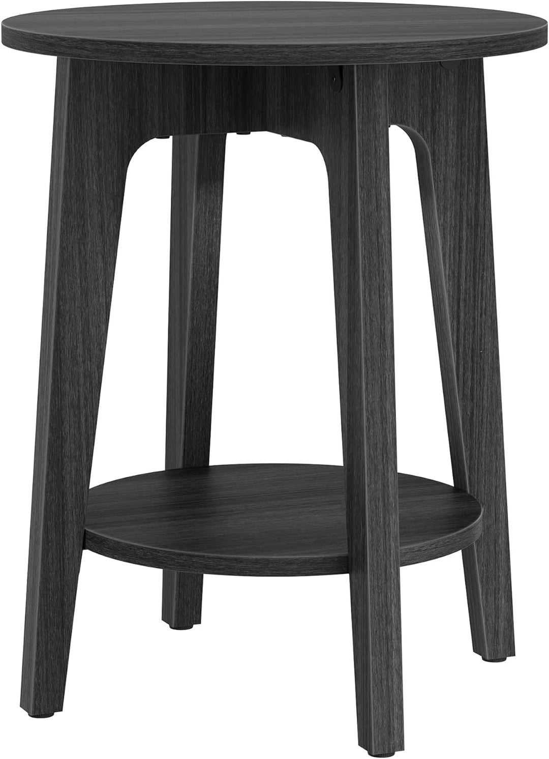 Round Side Table, End Table, Nightstand, Black