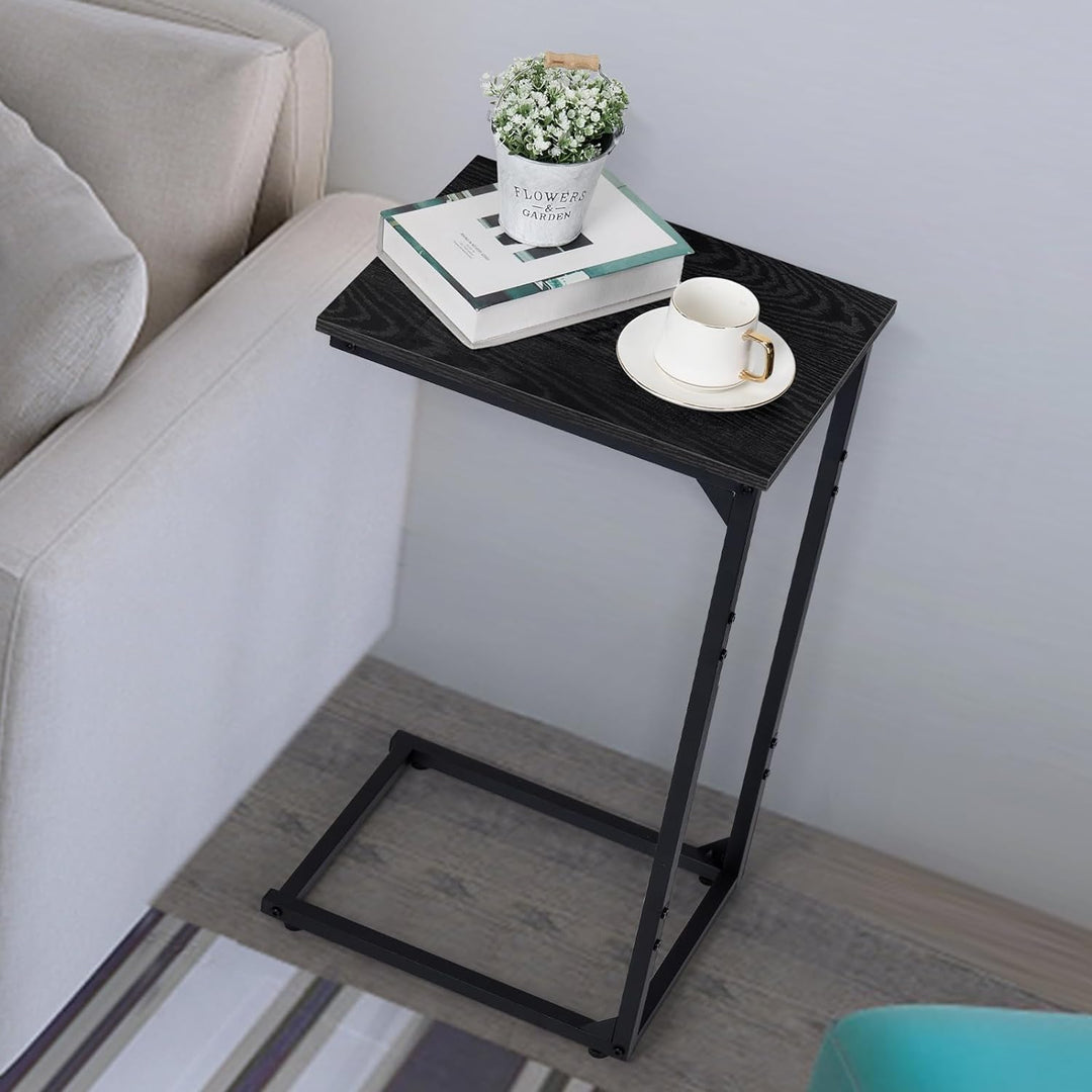 C Shaped End Table Set of 2, Sofa Snack Side Table