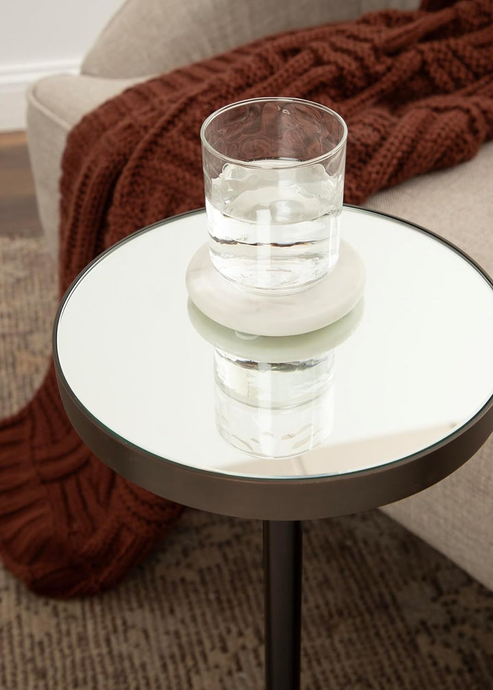 Mirrored Marble Drink Table, Bronze