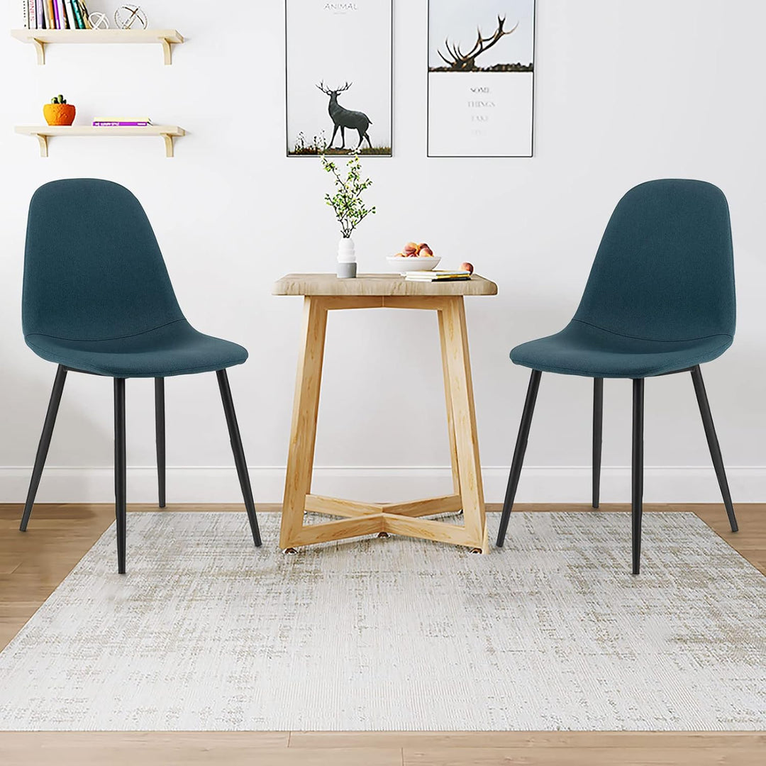 Giantex Modern Dining Chairs, Set of 2, Upholstered Linen, Blue