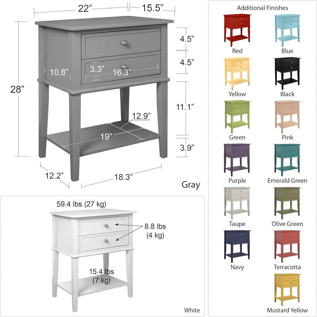 Franklin Accent Table 2 Drawers Blue