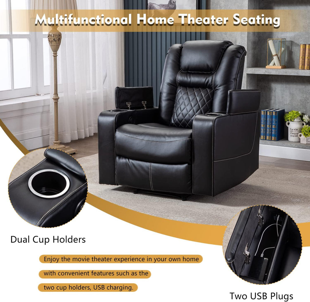 Electric Power Recliner Chair, Breathable Leather