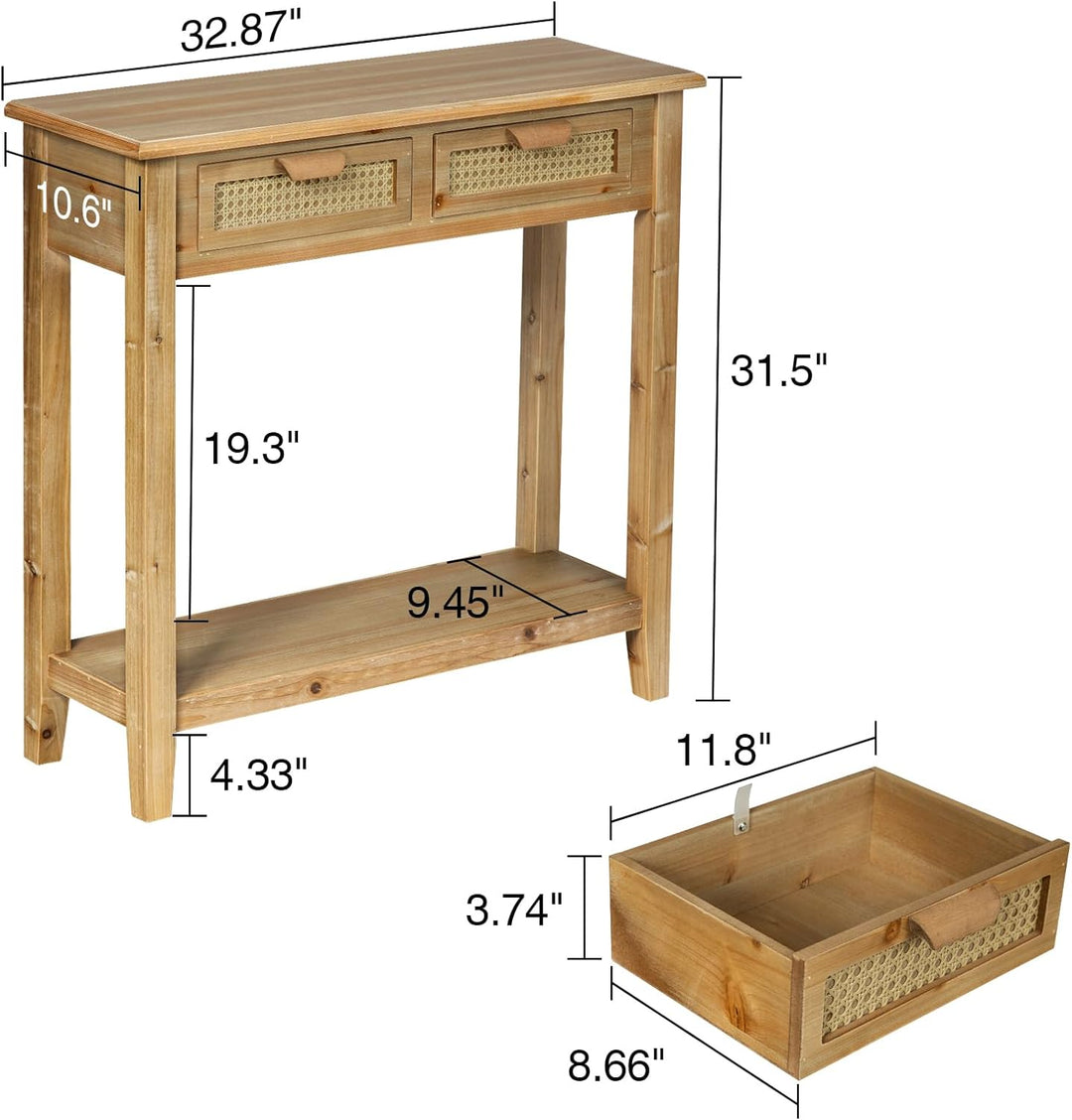 Farmhouse Console Table 33" Narrow Boho Foyer