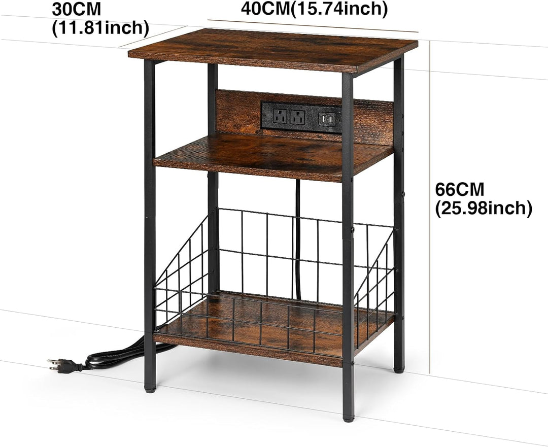 End Tables Living Room - Nightstand with Charging