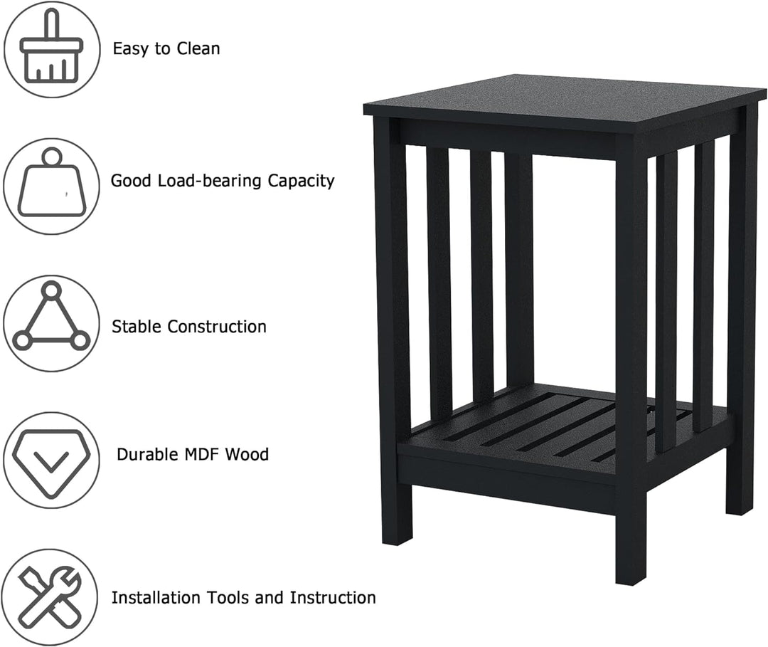 Black Side Tables Living Room Modern Rustic End Table