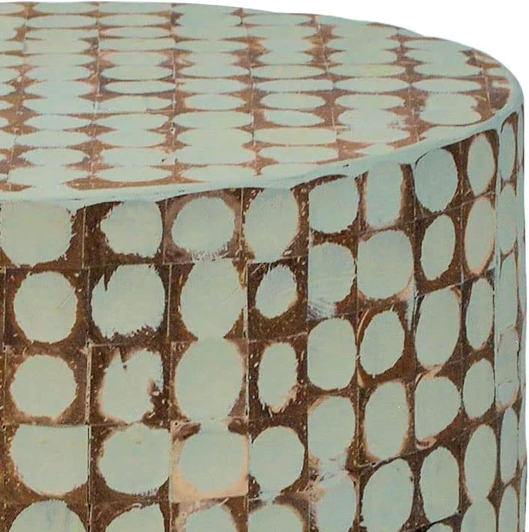 Round Side Table - Coconut Shell Mosaic (Sage)