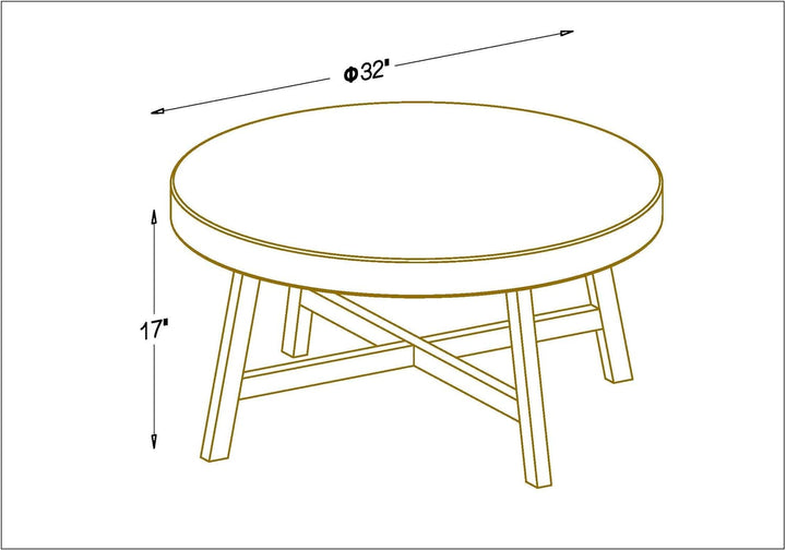 Seagrass Coffee Table with Pine Wood X Base, Whitewash