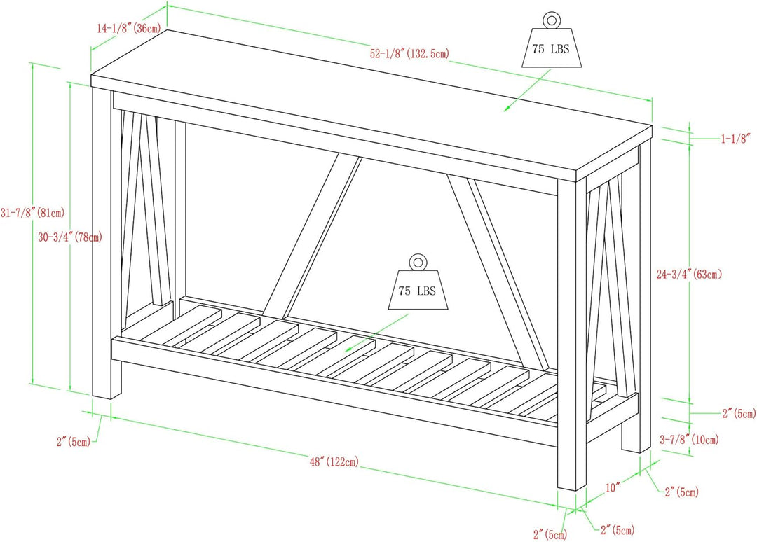 Modern Farmhouse Accent Entryway Table, 52