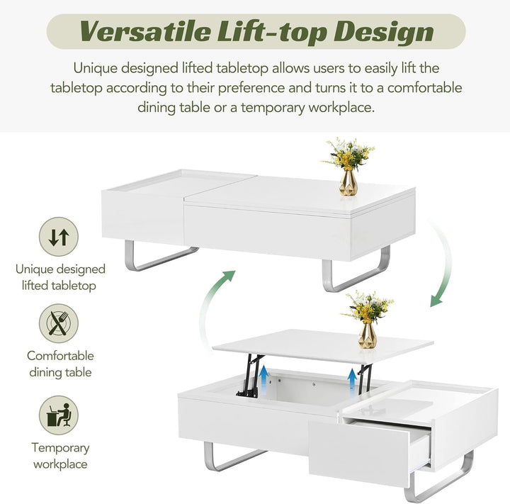 Merax Modern Lift Top Coffee Table with Storage, White