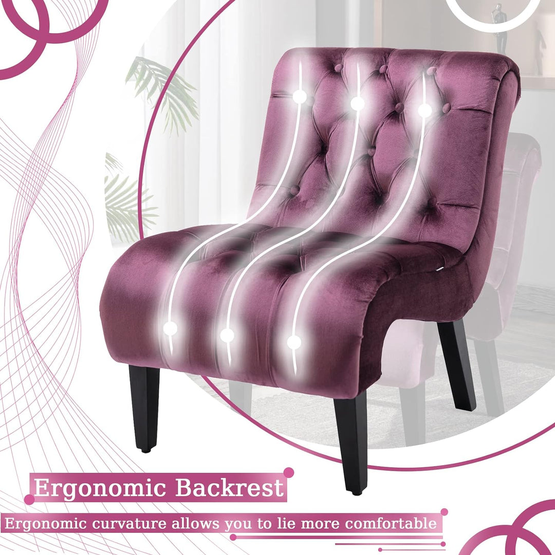 Comfy Velvet Accent Chair, Modern Lounge Chair Purple