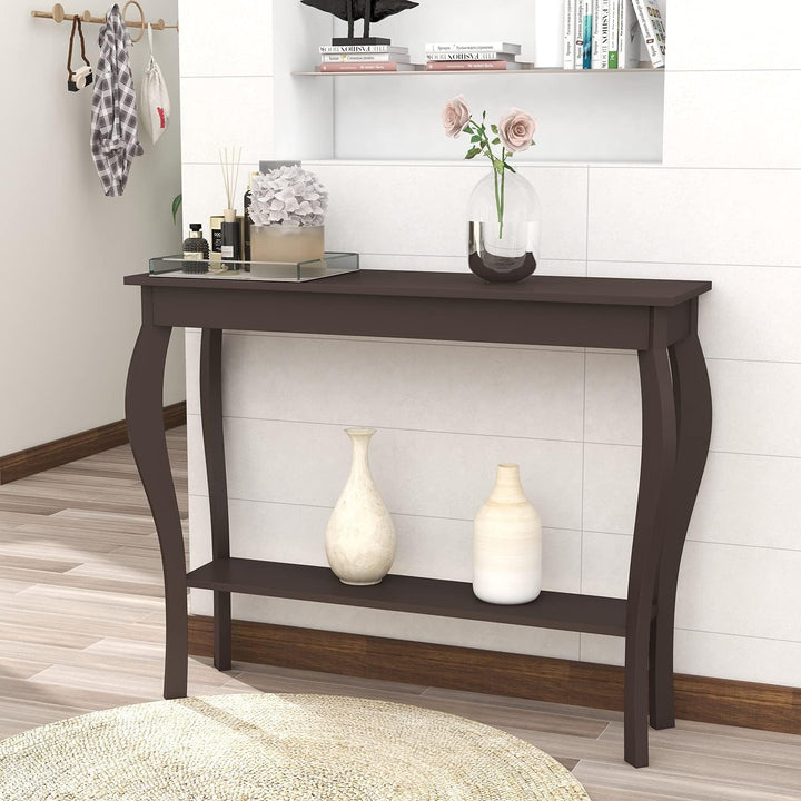 Narrow Console Table, Espresso Accent Entryway