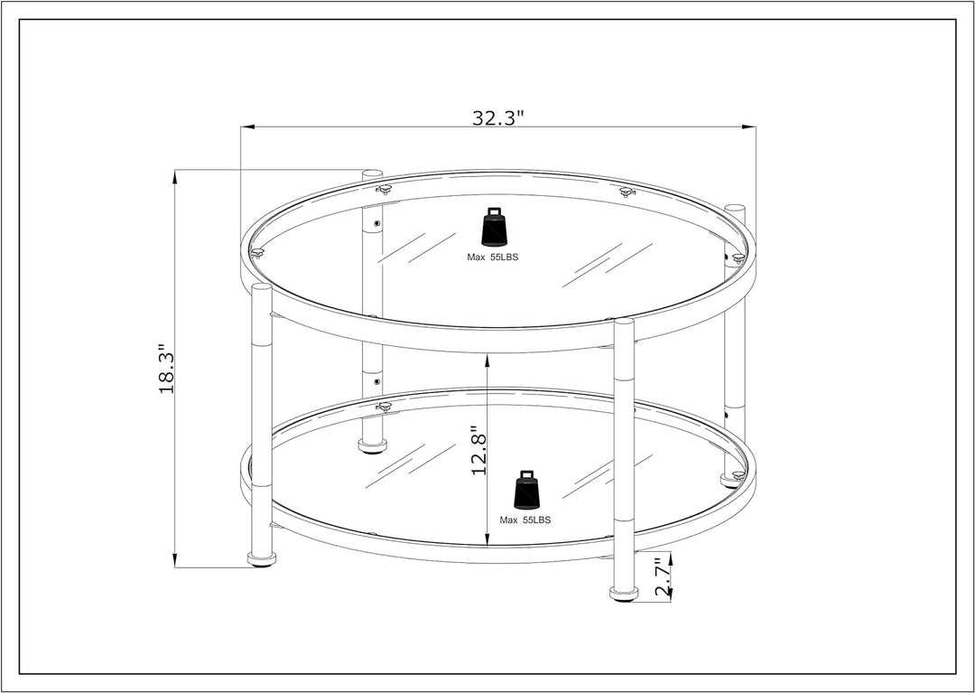 Tempered Glass Coffee & Side Table Set, Modern Acrylic, Gray