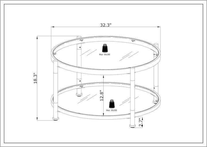 Tempered Glass Coffee & Side Table Set, Modern Acrylic, Gray