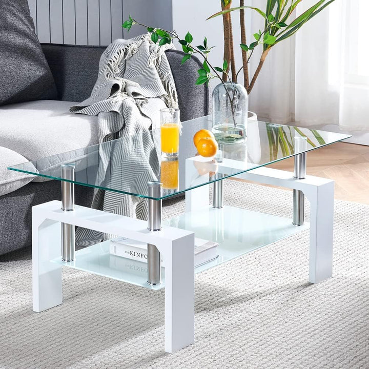 Living Room Coffee Table, Modern Side Table, White