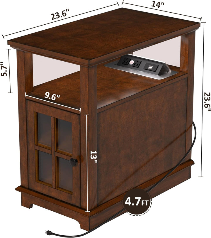 End Table w/ Charging Station, Storage, USB