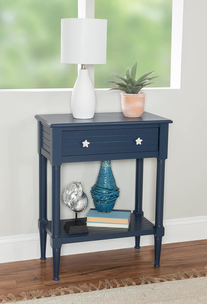 Raleigh Navy Accent Table with Storage and Pulls