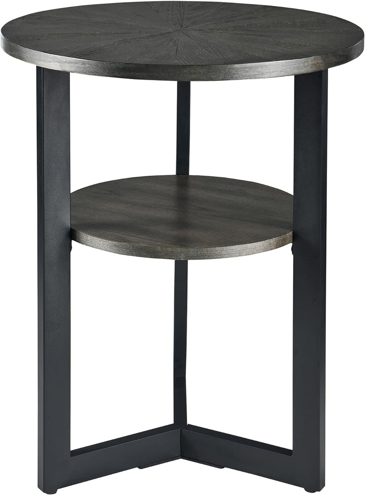 Small Round End Table 2-Tier Shelf 24''H 19.3''D