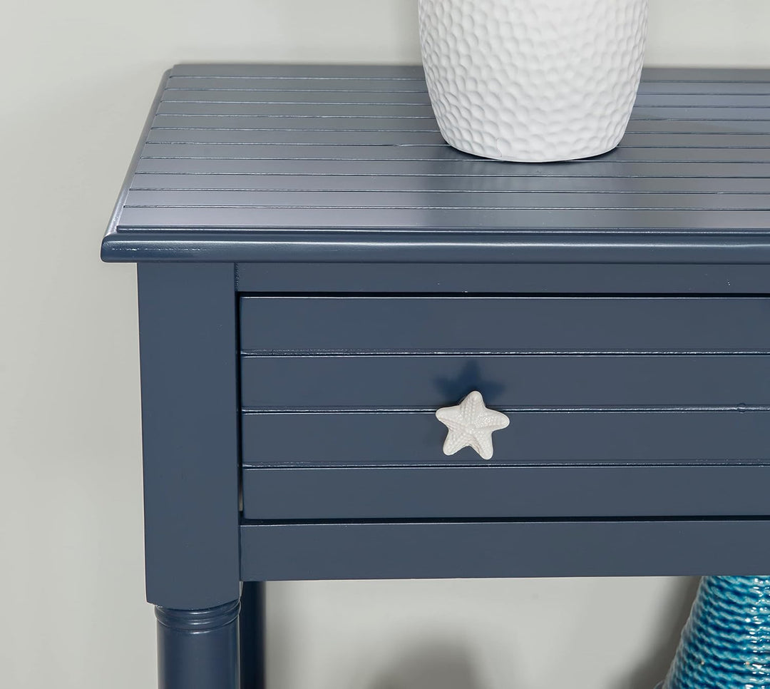 Raleigh Navy Accent Table with Storage and Pulls