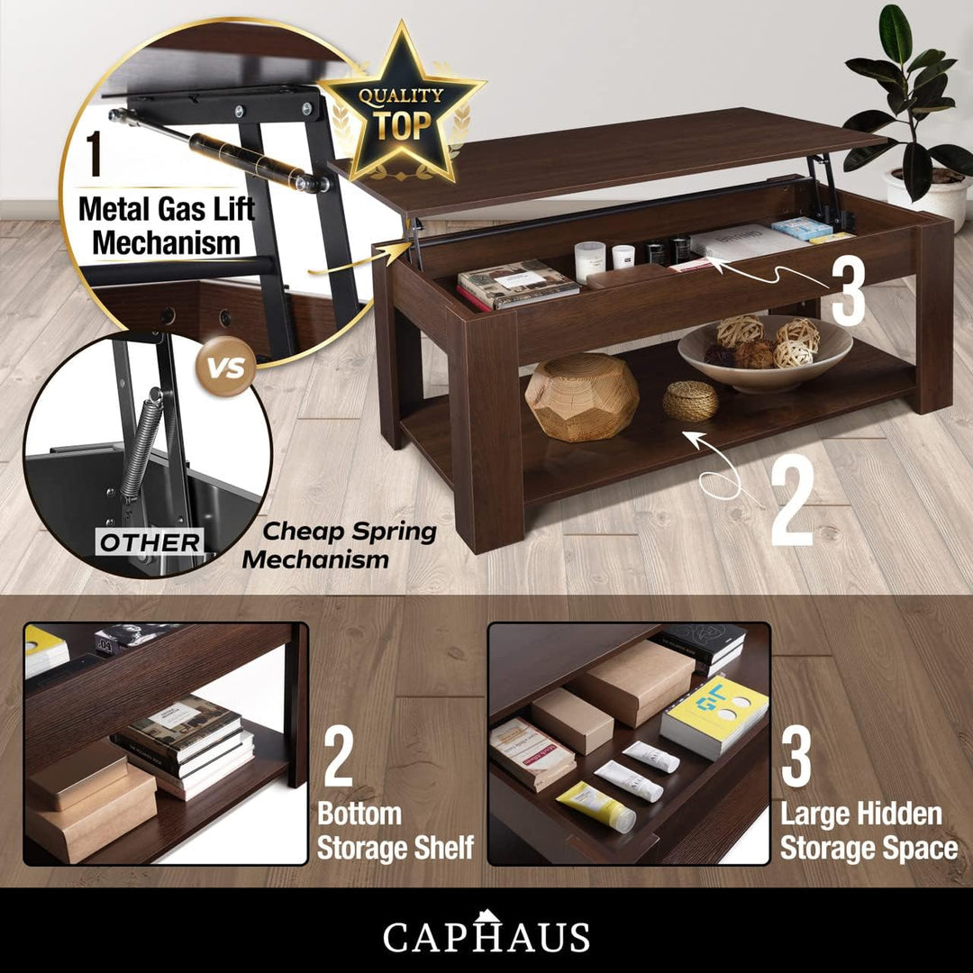 CAPHAUS Lift Top Coffee Table with Storage, Natural Oak