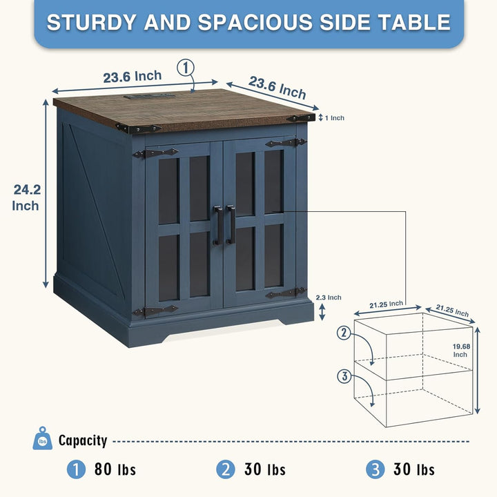 Farmhouse End Table with Charging Station, 24