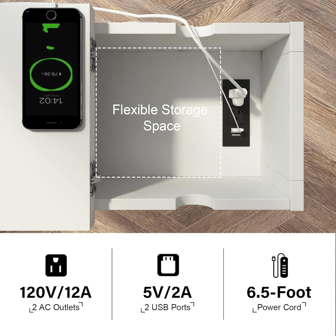 End Table with Charging Station, Narrow Flip