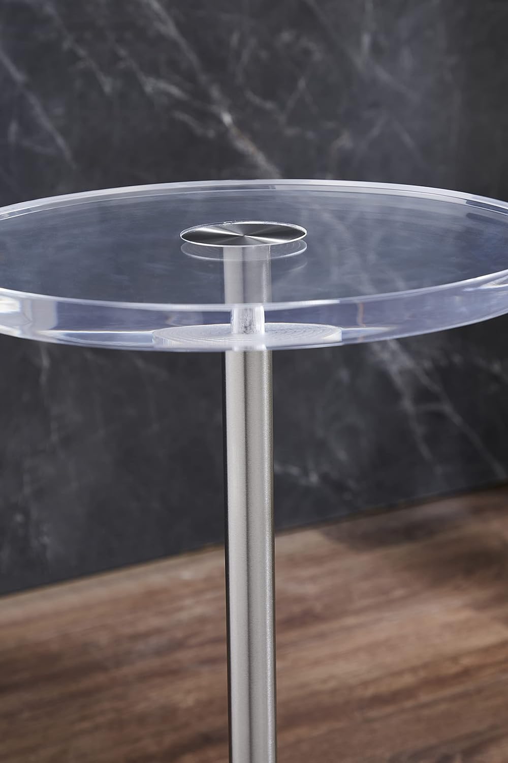 Clear Acrylic End Table,Brushed Silver Metal,12x12x21.3