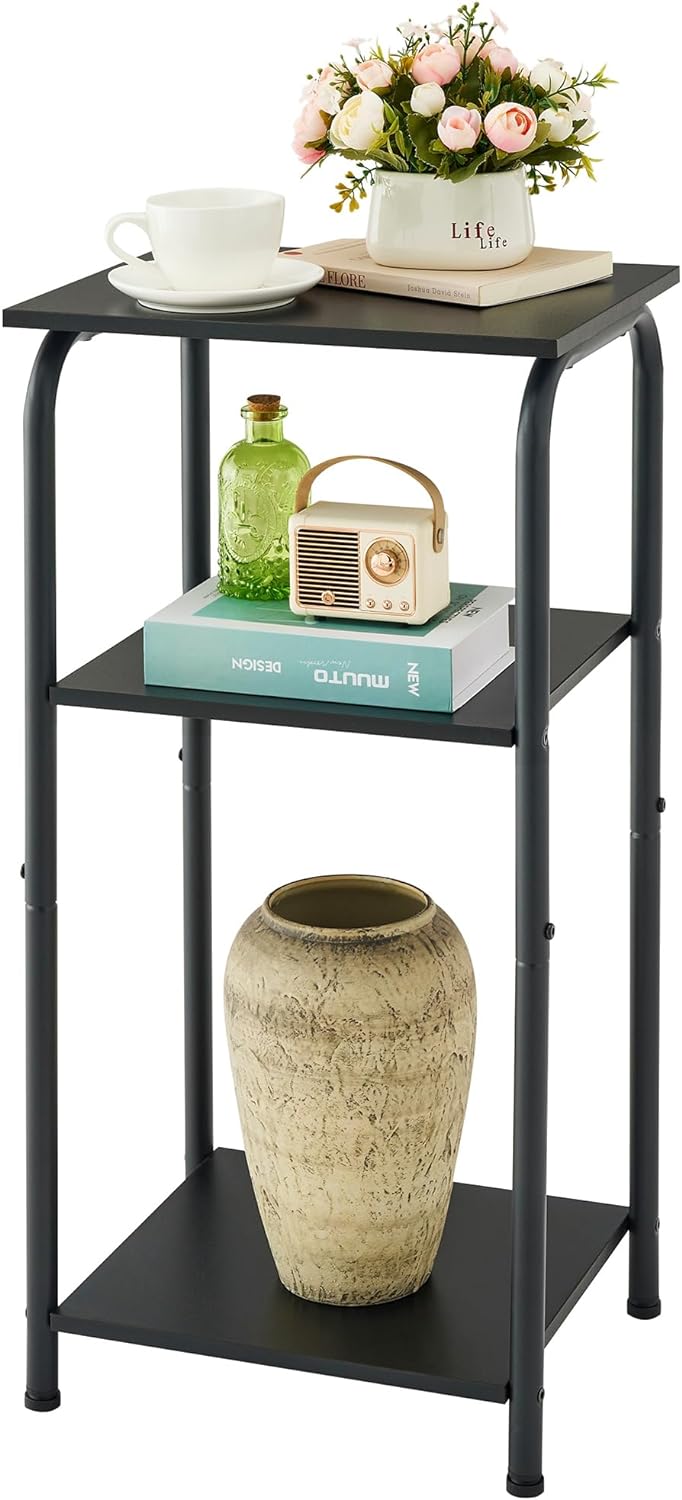 3 Tier Narrow Side Table with Storage Shelves