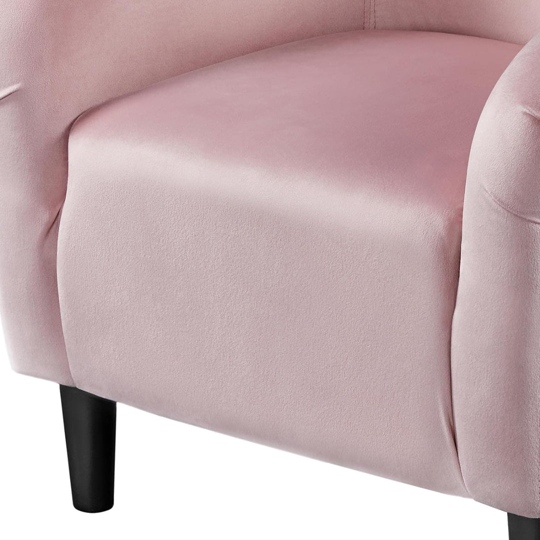 Velvet Accent Chair, Modern Club Chair Upholstered Armchair with Solid Legs Comfy Sofa Chair, Pink