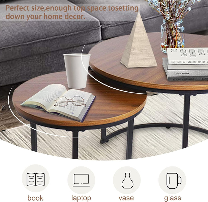 Coffee Table Nesting Set 2 Metal End Tables