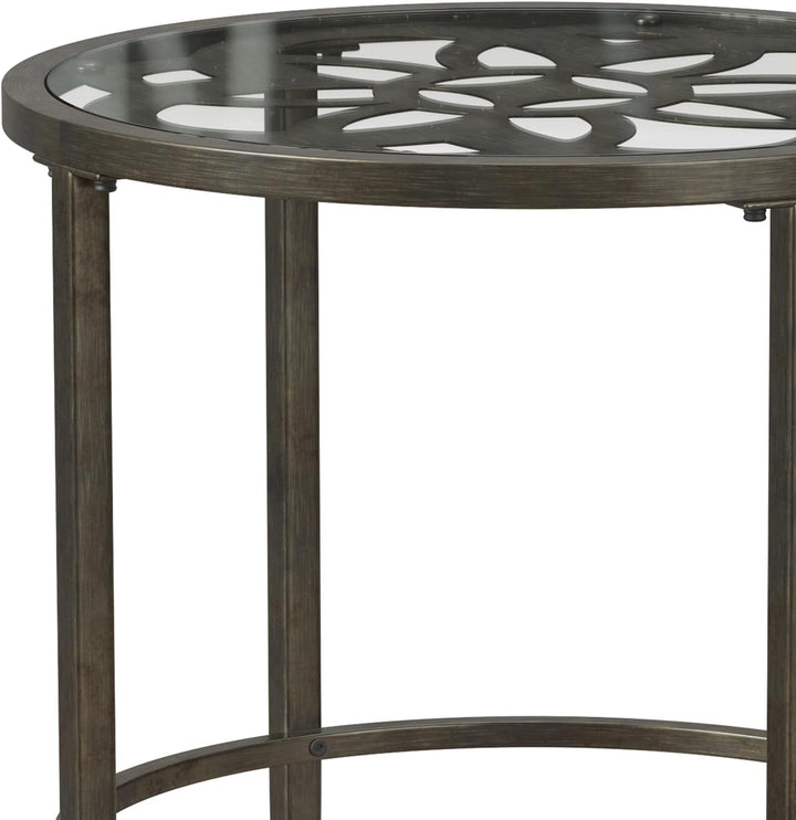 Marsala End Table, 17.25", Gray Finish with Brown